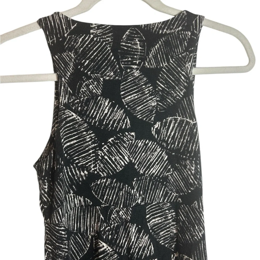 Athleta Black Palm Leaf Santorini Printed High Neck Dress Modal Blend Womens Sml